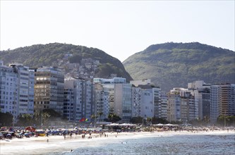 Copacabana beach with the mountains in the background