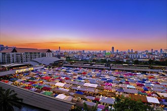 Beautiful sunset over skyline of Bangkok