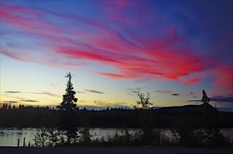 Colourful sunset at the Yukon River