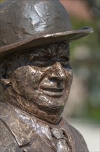 Portrait or detail of the bronze sculpture of Ettore Bugatti