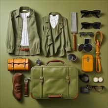 Travel preparation of a man with a suitcase