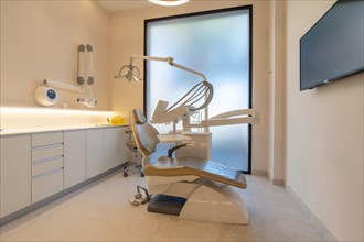 Interior space with no people of the facilities of a modern dental clinic