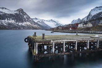 Jetty and houses by fjord