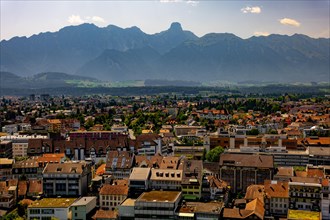 Aerial View over City of Thun and Mountain in a Sunny Day in Thun