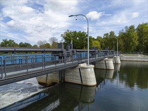 Weir on the river Spree with bridge