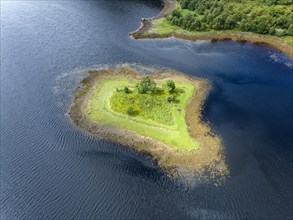 Aerial view of the eastern part of the freshwater loch Loch Leven