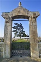 Entrance gate of First World War cemetery of Chinese labourers at Noyelles-sur-Mer
