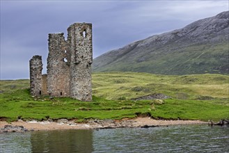 16th century Ardvreck Castle ruin at Loch Assynt in the Scottish Highlands