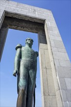 Statue at the Leopold I Esplanade at seaside resort De Panne along the North Sea coast