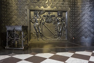 16th century fireplace in Alderman's chamber in the Brugse Vrije on the Burg