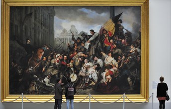 Painting The Episode of the Belgian Revolution of 1830 by Gustave Wappers in the Museum of Ancient Art