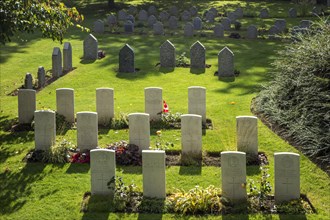 WWI British and German graves at the St Symphorien Commonwealth War Graves Commission cemetery at Saint-Symphorien near Mons