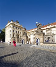 Entrance portal of Prague Castle with statues of the Fighting Titans