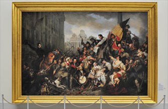 Painting The Episode of the Belgian Revolution of 1830 by Gustave Wappers in the Museum of Ancient Art