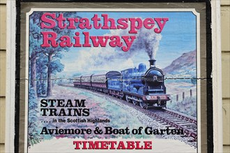 Strathspey Railway poster showing a steam engine