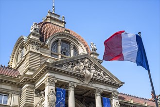 French flag in front of the Palais du Rhin