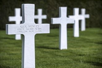 Crosses at the Flanders Field American Cemetery and Memorial at Waregem