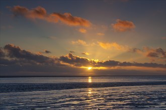 Colourful sunset over the Wadden Sea National Park
