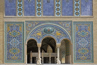 Beautiful mosaics on exterior facade of the Golestan Palace