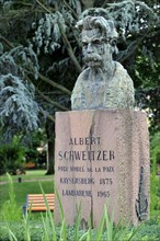 Statue of Albert Schweitzer in park at Kaysersberg