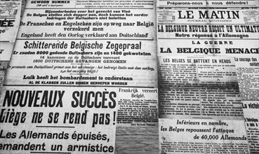 WWI newspaper articles in French and Dutch of Belgian papers reporting news about the First World War One front in Belgium