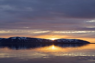 Liefdefjorden at sunset in summer