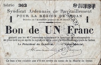 French banknote Bon de Un Franc