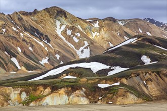 Rhyolite mountains at the Landmannalaugar valley in the Fjallabak Nature Reserve