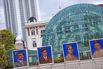 Mosaics show the portraits of past and present Malaysian prime ministers at Merdeka Square in the city Kuala Lumpur