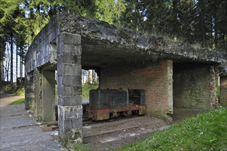 Small transport locomotive in bunker at the V1 launch site at Ardouval