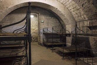 Dormitory with metal bunks in the First World War One Fort de Vaux at Vaux-Devant-Damloup