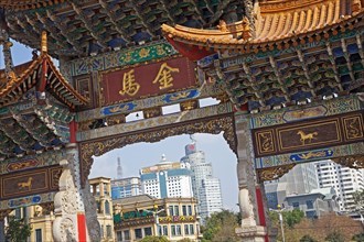 Golden Horse memorial Archway on Jinbi Road in the city center of Kunming