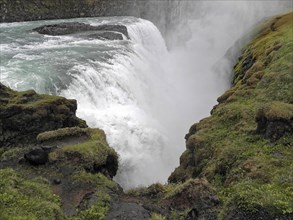 The Gullfoss Waterfall of the Hvita River in the Haukadalur Valley in the south of Iceland