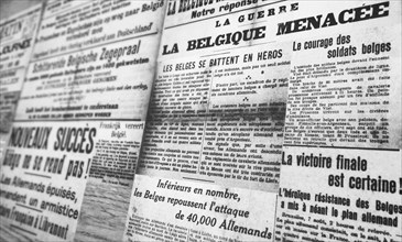 WWI newspaper articles in French of Belgian papers reporting news about the First World War One front in Belgium
