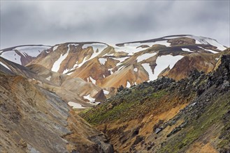 View over the Graenagil canyon at Landmannalaugar in the Fjallabak Nature Reserve