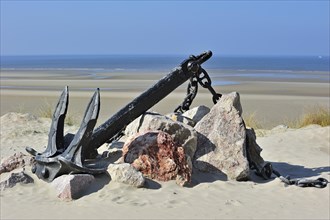 Old anchor on the beach of Hardelot