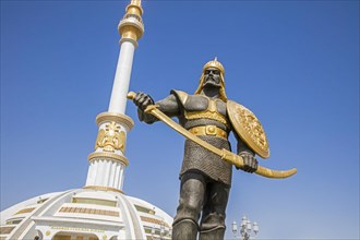 Statue of Turkmen leader in front of the Independence Monument