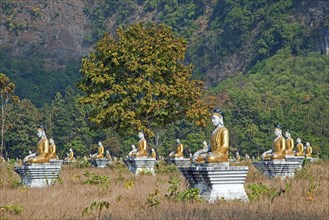 Garden with Buddha statues near Hpa-an