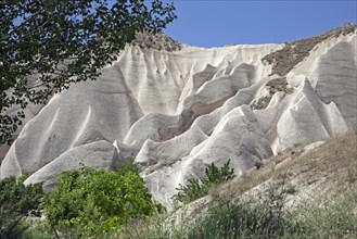 Eroded white sandstone rock formations at Cappadocia in Central Anatolia