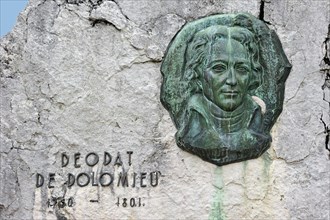 Monument in honour of the French geologist Deodat Gratet de Dolomieu at Cortina d'Ampezzo