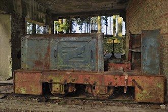 Small transport locomotive in bunker at the V1 launch site at Ardouval