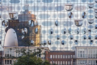 Reflection in the glass facade of the Elbe Philharmonic Hall