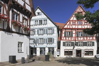 Half-timbered houses on the harbour square at the old town hallm