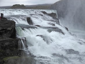 The Gullfoss Waterfall of the Hvita River in the Haukadalur Valley in the south of Iceland
