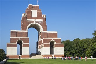 School children visiting the First World War One Thiepval Memorial to the Missing of the Somme