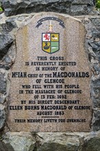 Monument commemorating the Massacre of the Clan MacDonald of Glencoe in 1692
