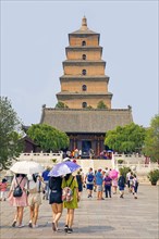 Chinese tourists visiting the Buddhist Giant Wild Goose Pagoda