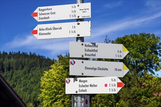 Signpost at Alpe Wenger-Egg near Wengen in Allgaeu