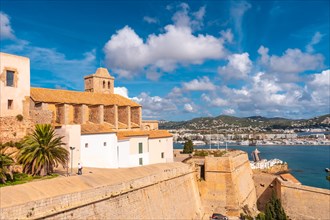 Cathedral of Santa Maria from the wall of the medieval castle of Ibiza