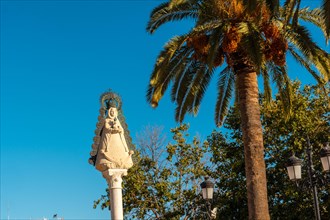Detail of the sculpture of the Virgen del Rocio near the sanctuary of El Rocio. Huelva
